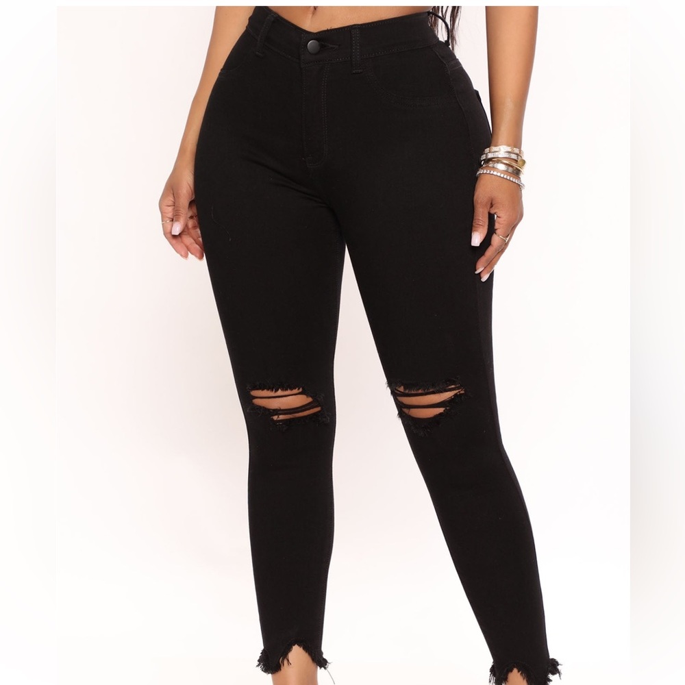 Black Distressed Skinny Jeans